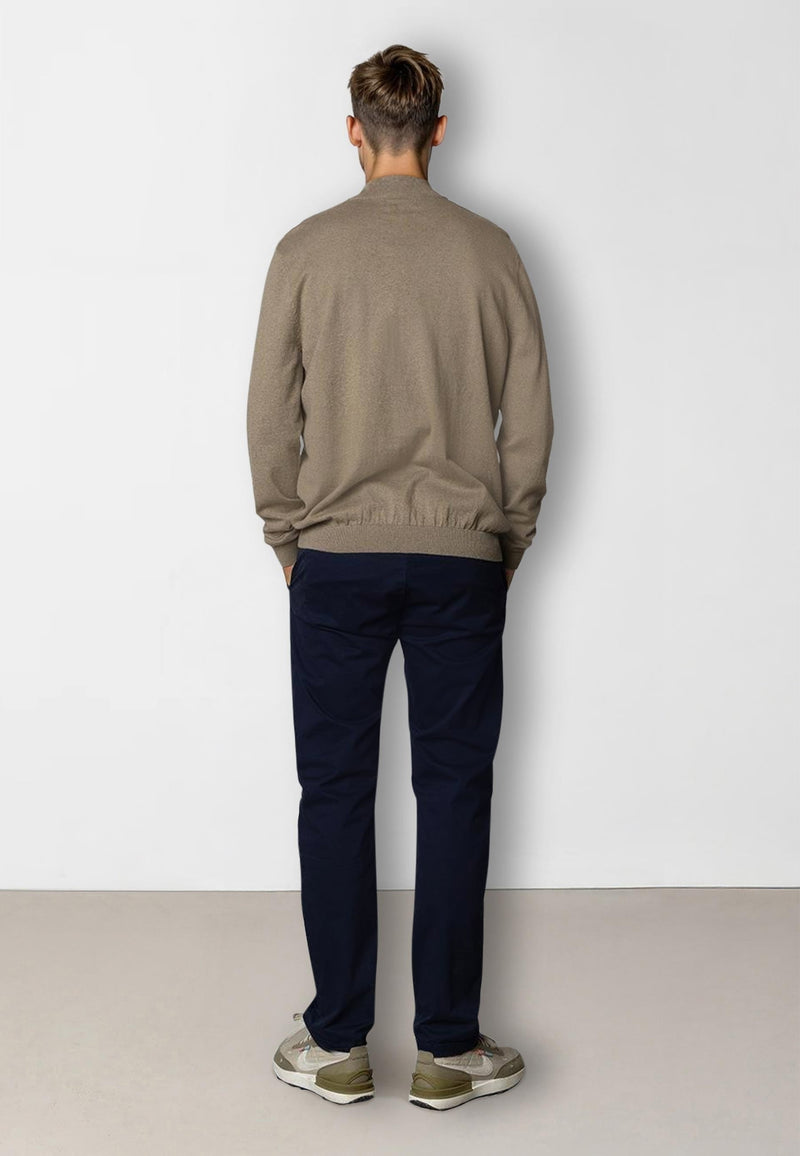 Clean Cut Copenhagen CLAUDE 1/2 ZIP KNITTED JUMPER Knit Dark beige melange