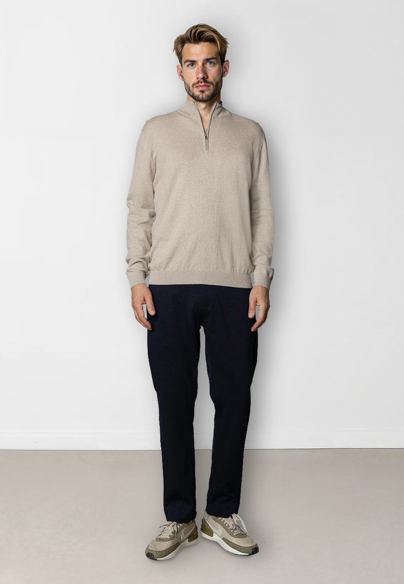 Clean Cut Copenhagen CLAUDE 1/2 ZIP KNITTED JUMPER Knit Ecru Melange