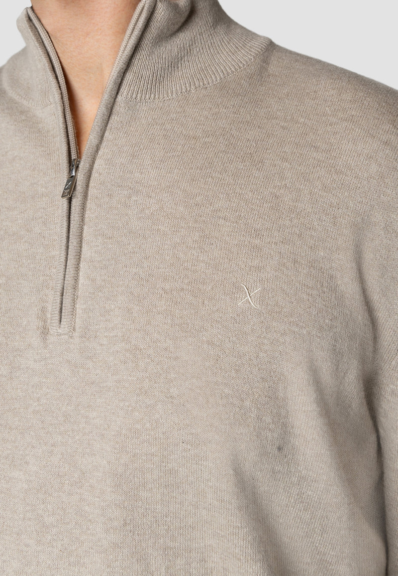 Clean Cut Copenhagen CLAUDE 1/2 ZIP KNITTED JUMPER Knit Ecru Melange