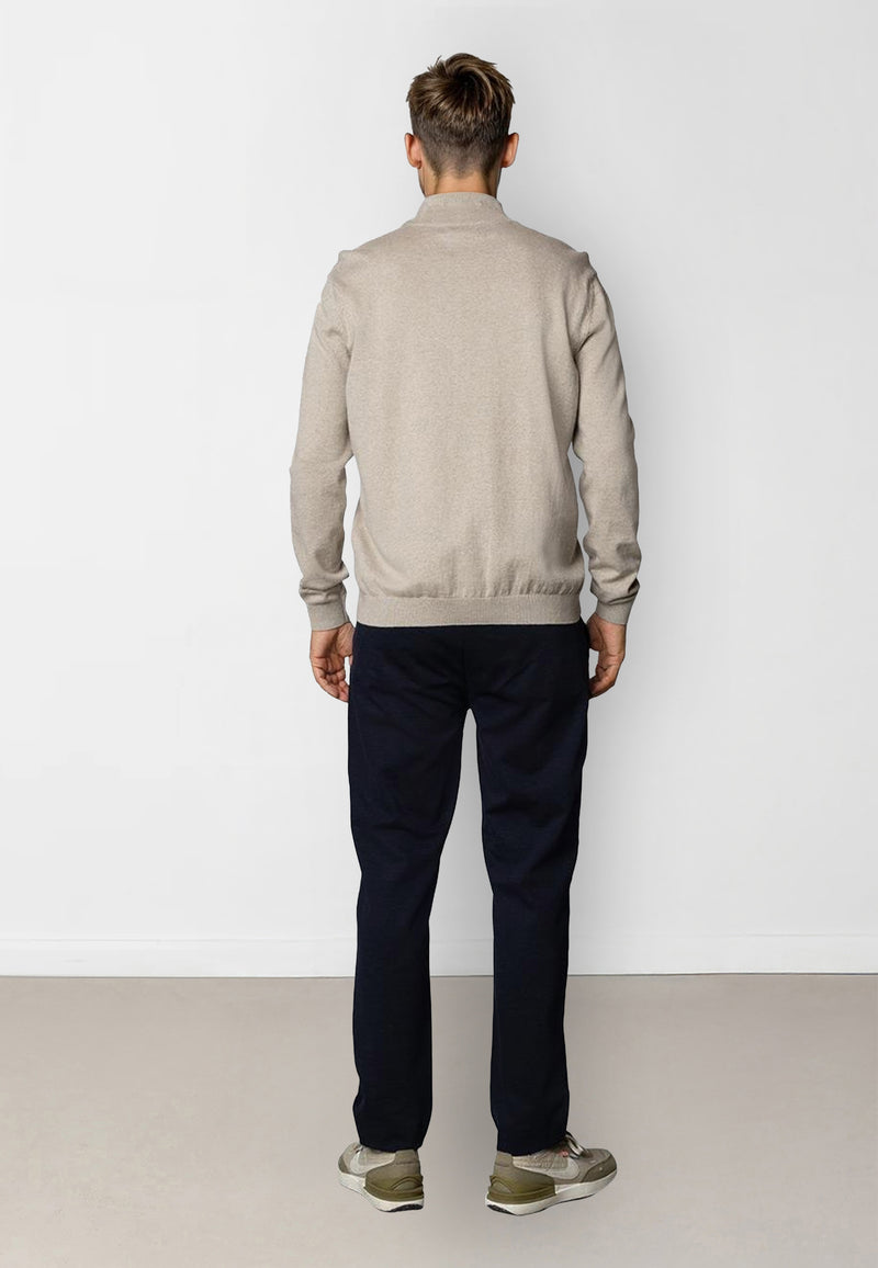 Clean Cut Copenhagen CLAUDE 1/2 ZIP KNITTED JUMPER Knit Ecru Melange
