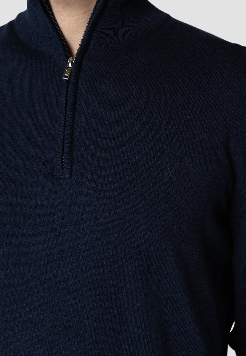 Clean Cut Copenhagen CLAUDE 1/2 ZIP KNITTED JUMPER Knit Navy Melange
