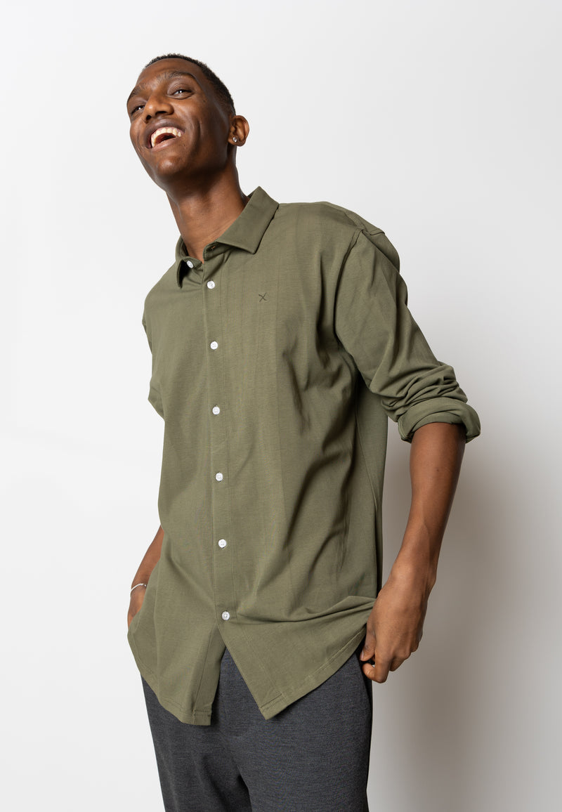 Clean Cut Copenhagen CLEAN CUT STRETCH SHIRT Shirts L/S Army