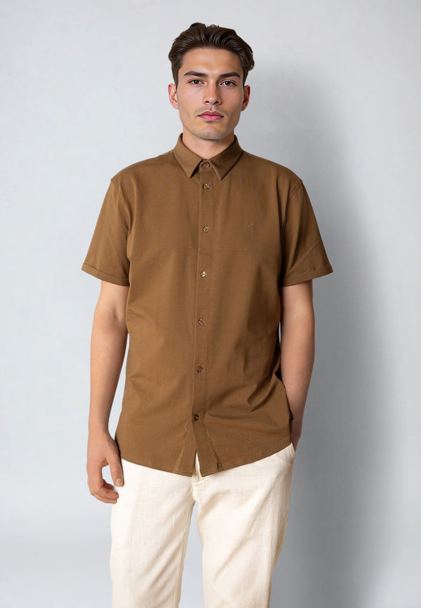 Clean Cut Copenhagen Clean formal stretch shirt Shirts S/S Brown