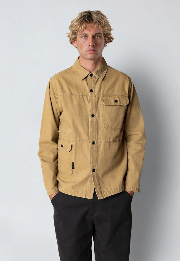 Fat Moose DERECK CANVAS OVERSHIRT Overshirts Dark Khaki