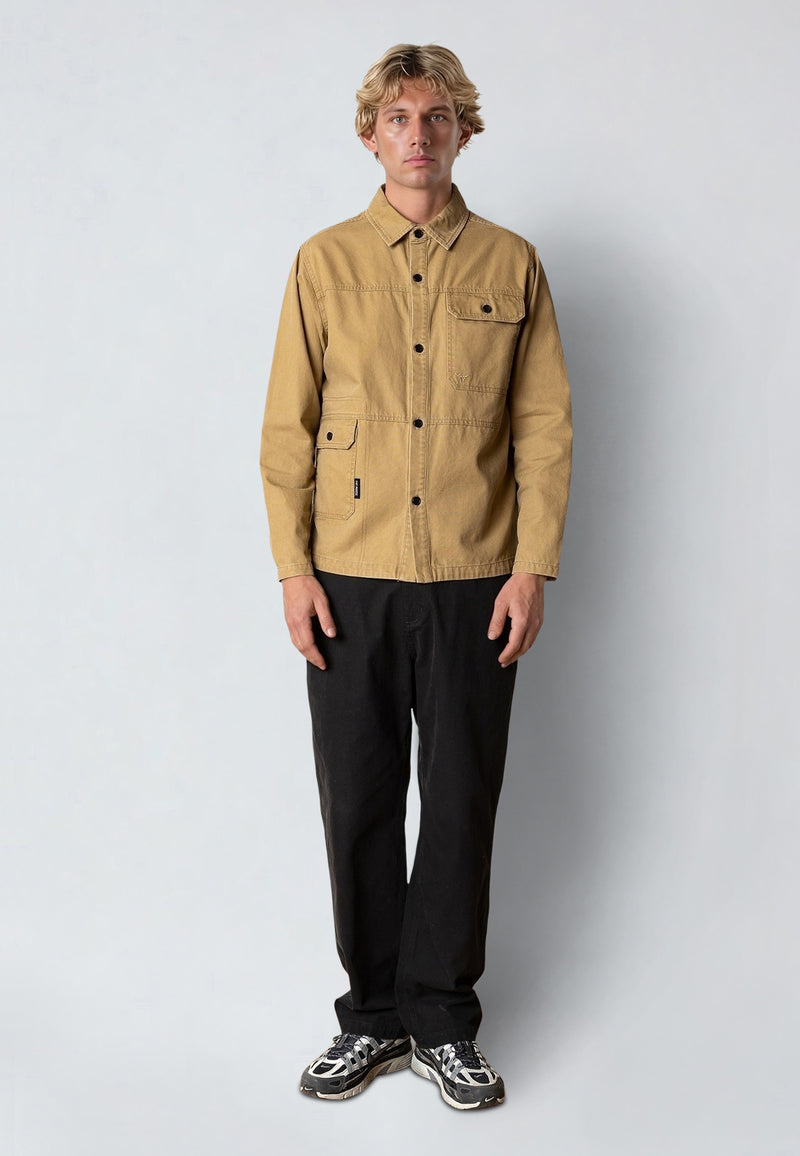 Fat Moose DERECK CANVAS OVERSHIRT Overshirts Dark Khaki