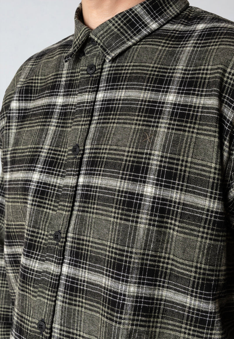 Clean Cut Copenhagen DYLAN CHECKED FLANNEL SHIRT Shirts L/S Army/Black 01
