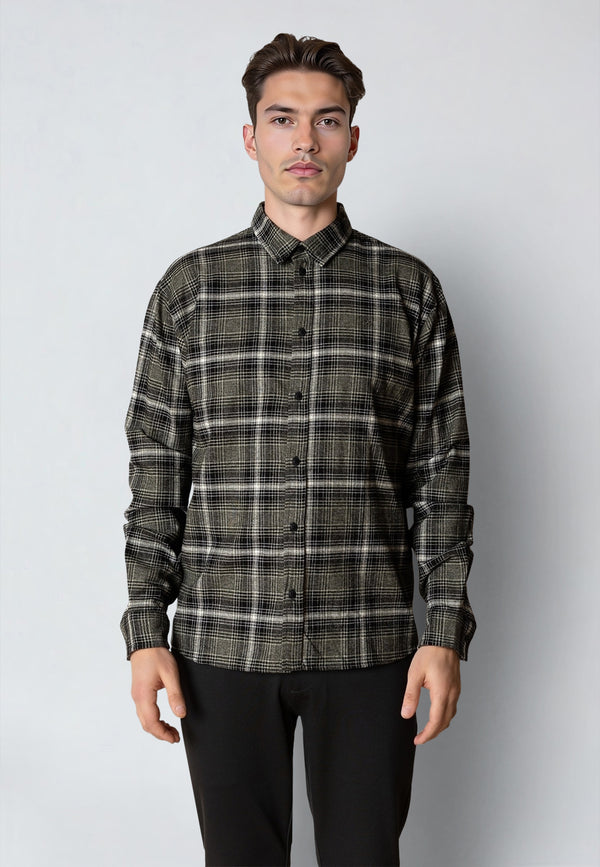 Clean Cut Copenhagen DYLAN CHECKED FLANNEL SHIRT Shirts L/S Army/Black 01