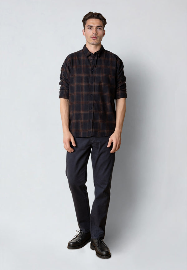 Clean Cut Copenhagen DYLAN CHECKED FLANNEL SHIRT Shirts L/S Dark navy 04