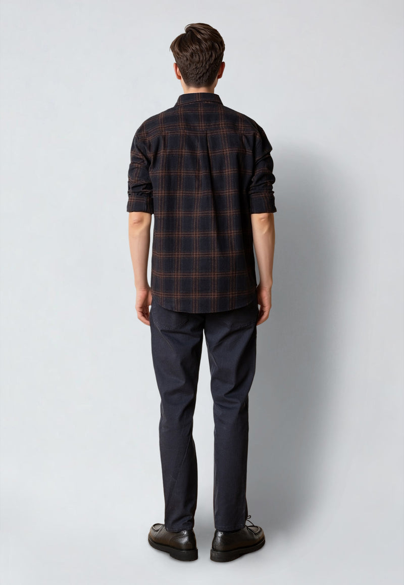 Clean Cut Copenhagen DYLAN CHECKED FLANNEL SHIRT Shirts L/S Dark navy 04