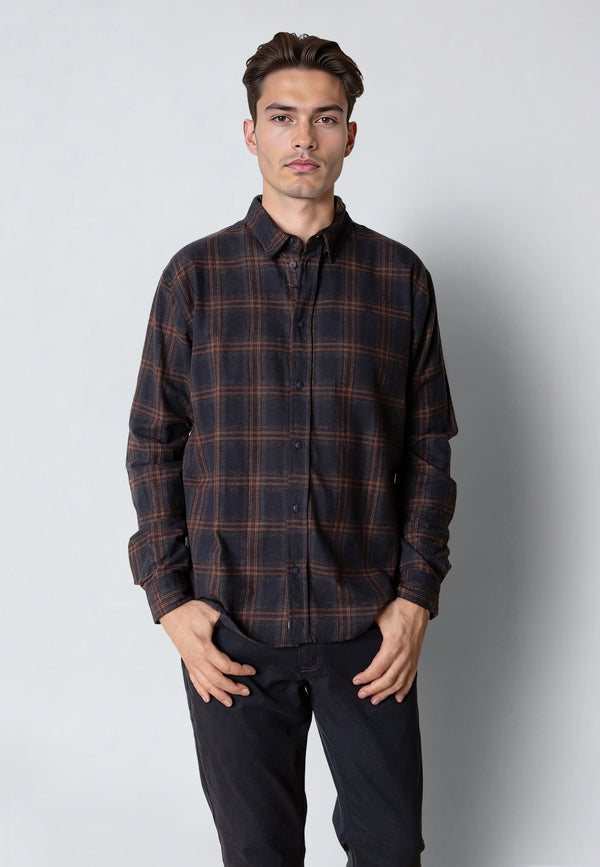 Clean Cut Copenhagen DYLAN CHECKED FLANNEL SHIRT Shirts L/S Dark navy 04