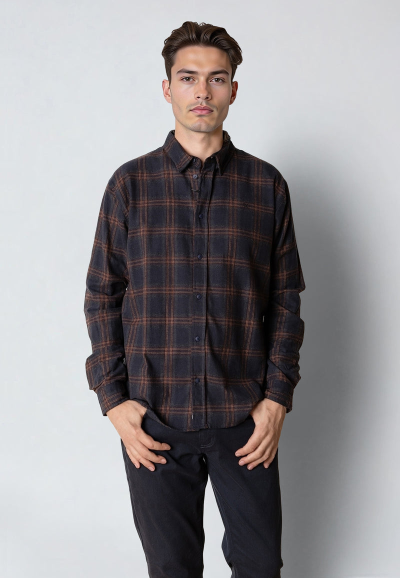 Clean Cut Copenhagen DYLAN CHECKED FLANNEL SHIRT Shirts L/S Dark navy 04