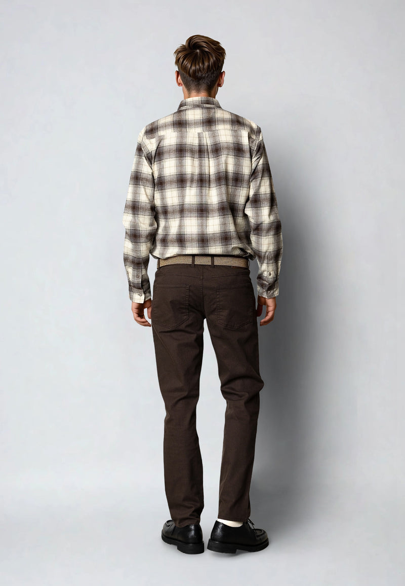 Clean Cut Copenhagen DYLAN CHECKED FLANNEL SHIRT Shirts L/S Ecru/Brown 06
