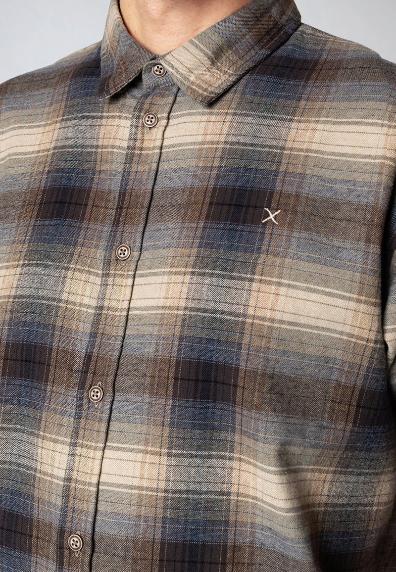 Clean Cut Copenhagen DYLAN CHECKED FLANNEL SHIRT Shirts L/S Ecru/Navy 08