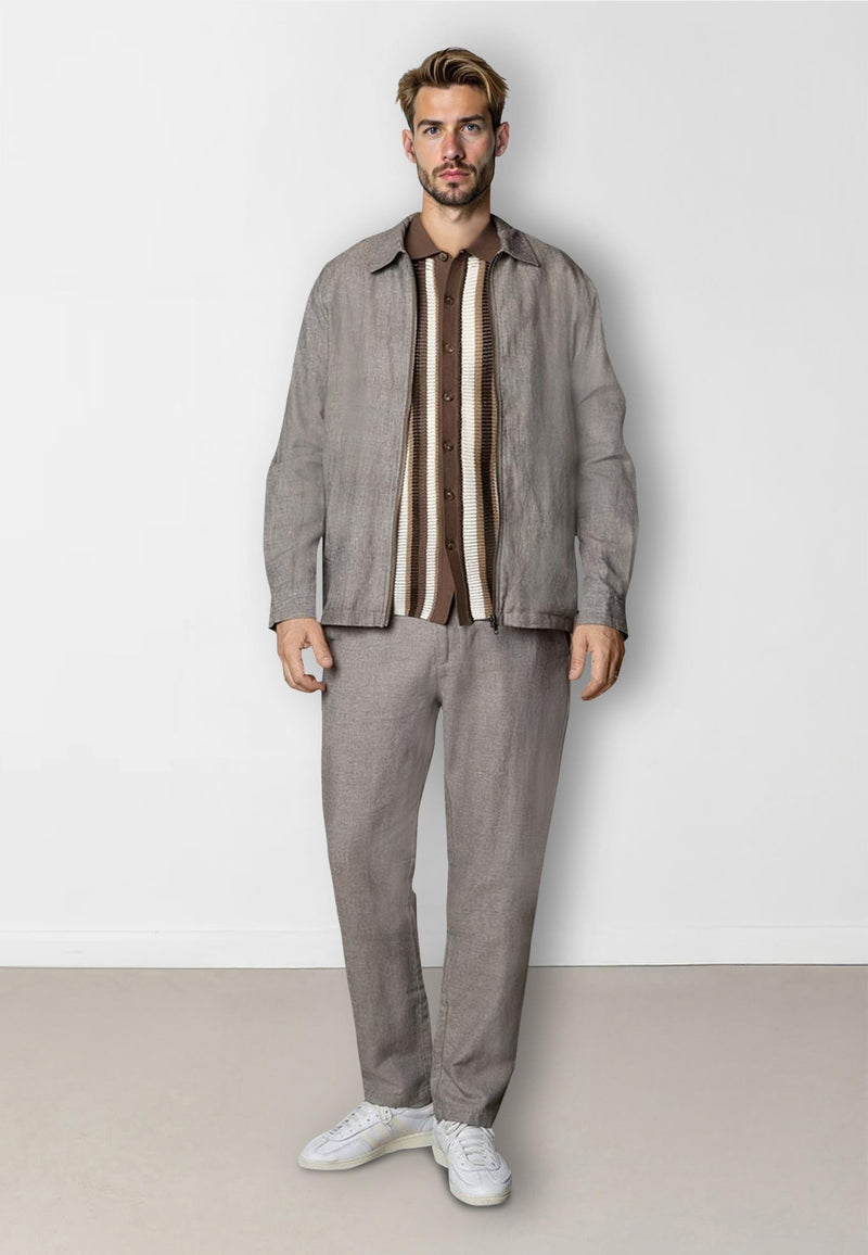 Clean Cut Copenhagen Daniel knitted shirt Shirts S/S Ecru/brown stipe