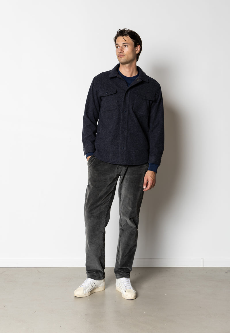 Clean Cut Copenhagen Dean flannel bonded overshirt Shirts L/S Dark Navy Melange