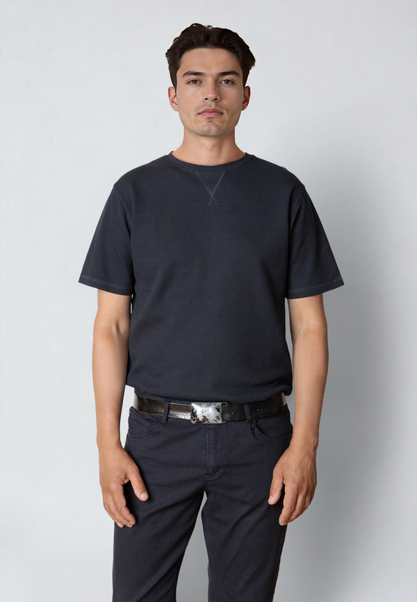 Clean Cut Copenhagen ENZO 'GRANDAD' T-SHIRT T-shirts S/S Dark Navy
