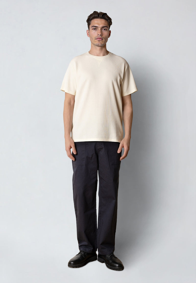 Clean Cut Copenhagen ENZO 'GRANDAD' T-SHIRT T-shirts S/S Ecru Melange
