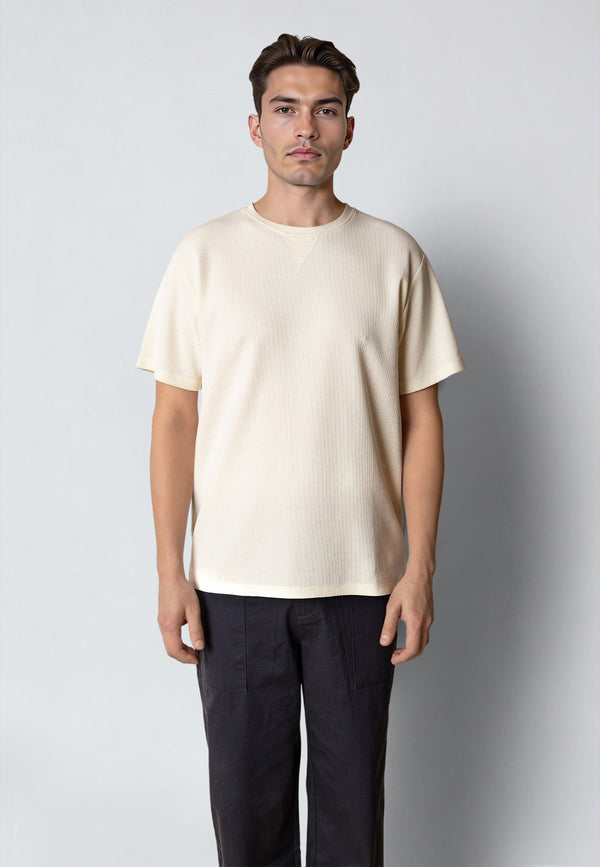 Clean Cut Copenhagen ENZO 'GRANDAD' T-SHIRT T-shirts S/S Ecru Melange