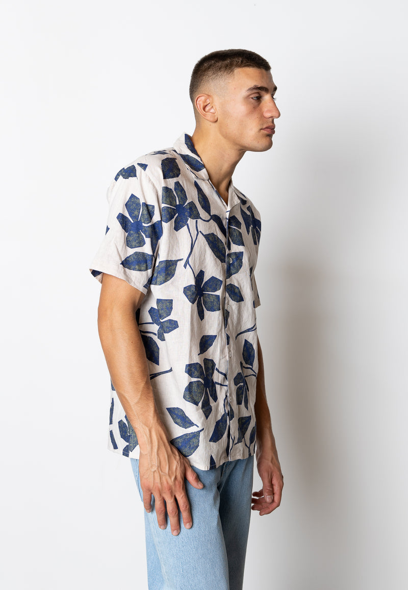 Fat Moose EZRA COTTON/LINEN SHIRT Shirts S/S Multi Army/Natural