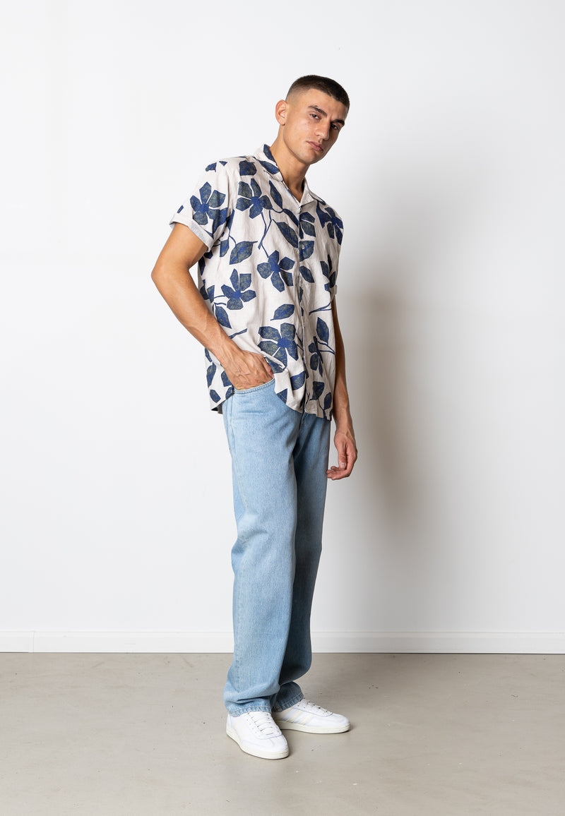 Fat Moose EZRA COTTON/LINEN SHIRT Shirts S/S Multi Army/Natural