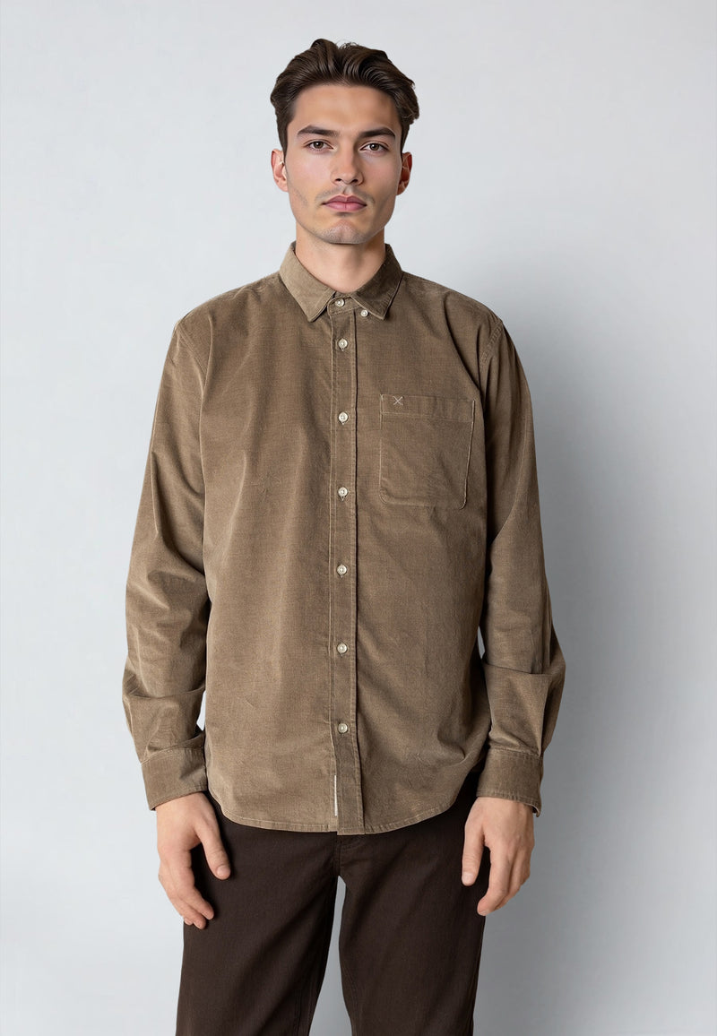 Clean Cut Copenhagen FERRIS CORUDROY SHIRT Shirts L/S Brindle beige