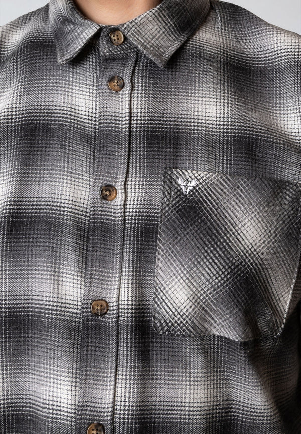 Fat Moose FOREST FLANNEL SHIRT Shirts L/S Mid grey/Light grey 001