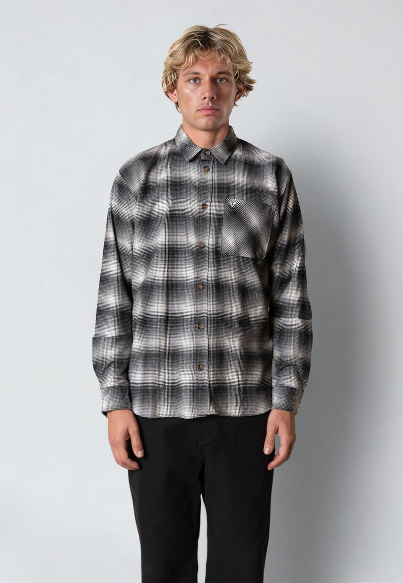 Fat Moose FOREST FLANNEL SHIRT Shirts L/S Mid grey/Light grey 001