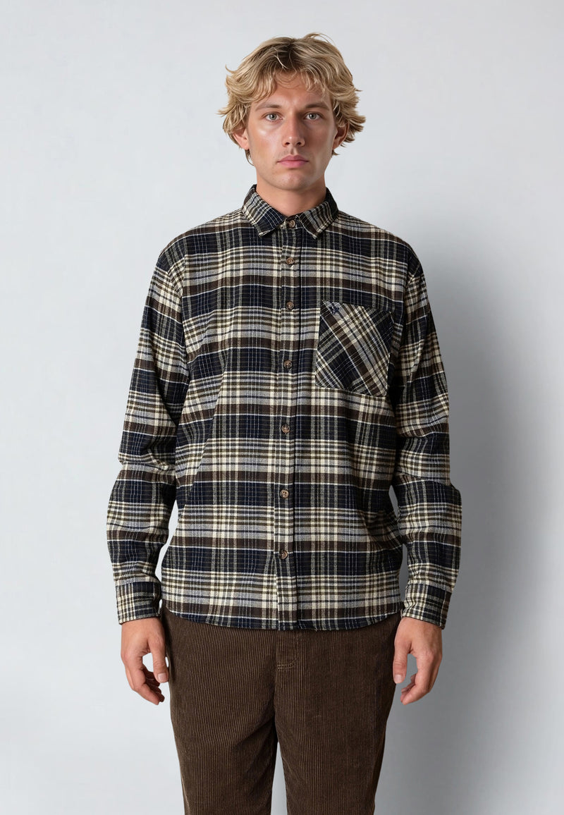 Fat Moose FOREST FLANNEL SHIRT Shirts L/S Navy/Moss check 007
