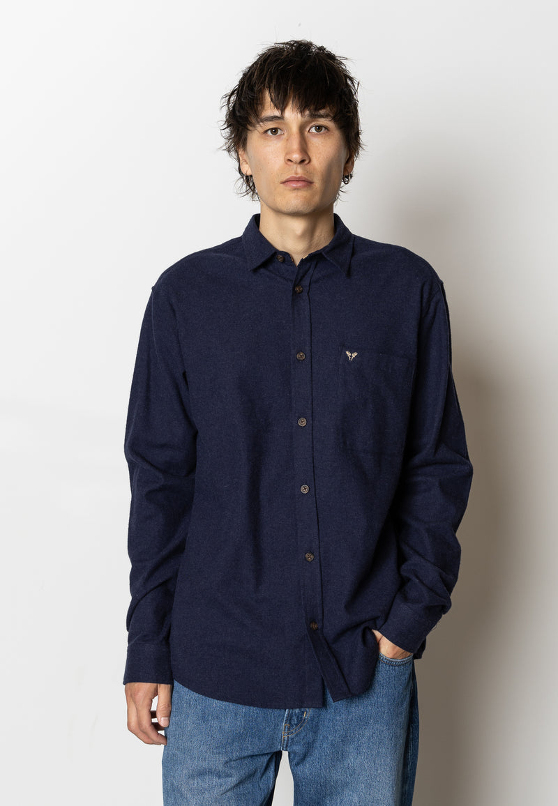 Fat Moose FRANK FLANNEL SHIRT Shirts L/S Dark Navy Melange
