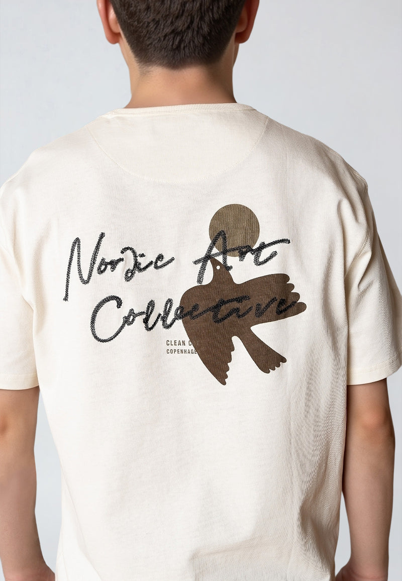 Clean Cut Copenhagen GAINS EMBROIDERY T-SHIRT T-shirts S/S Ecru