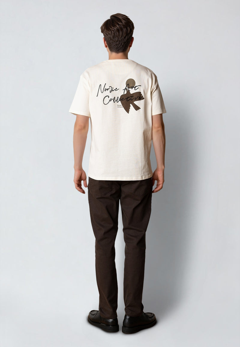 Clean Cut Copenhagen GAINS EMBROIDERY T-SHIRT T-shirts S/S Ecru