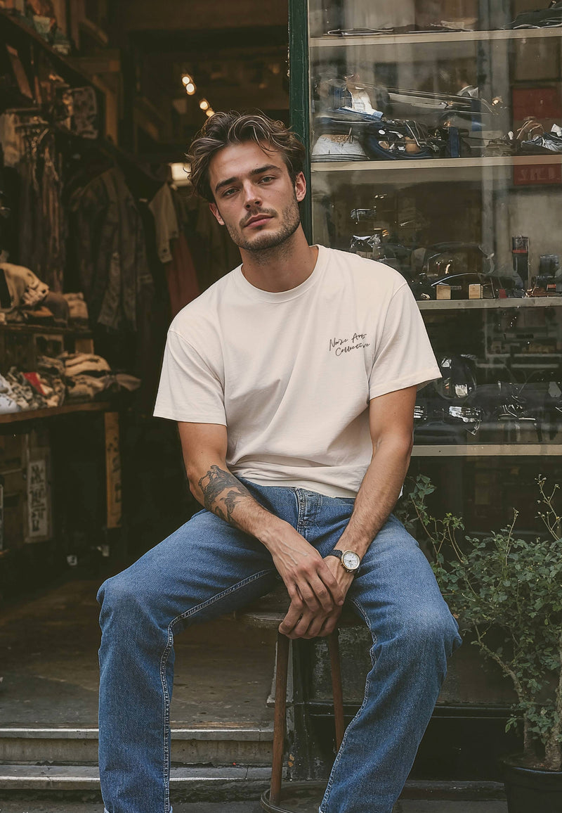 Clean Cut Copenhagen GAINS EMBROIDERY T-SHIRT T-shirts S/S Ecru