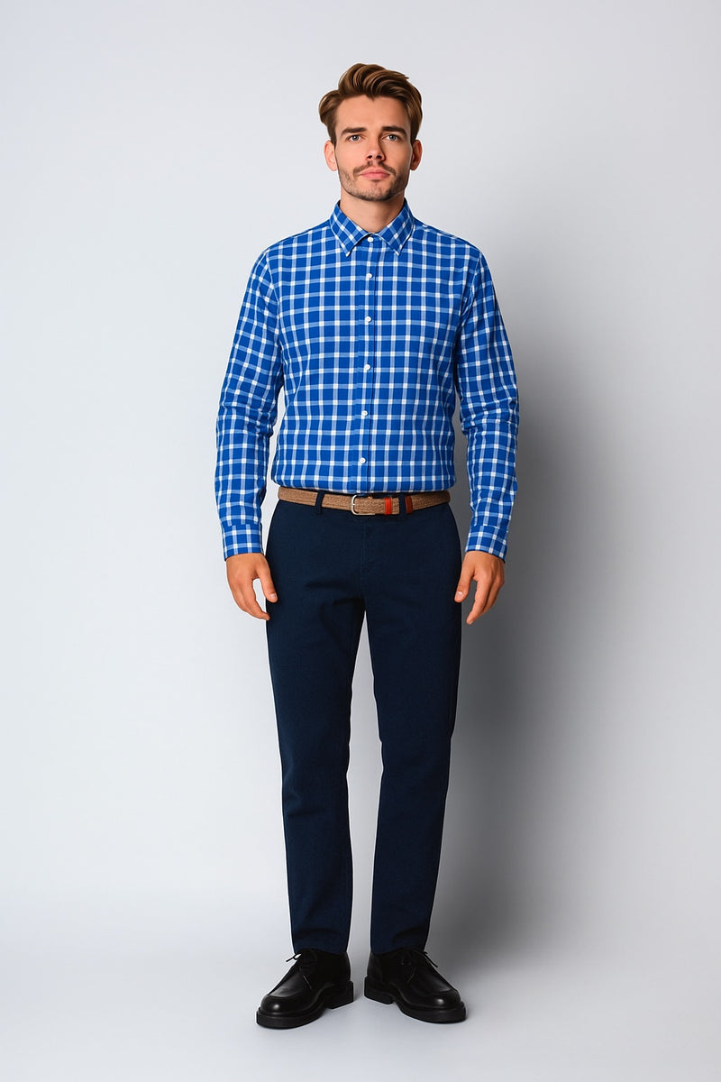 Clean Cut Copenhagen GRANLY SHIRT Shirts L/S Mid Blue checked