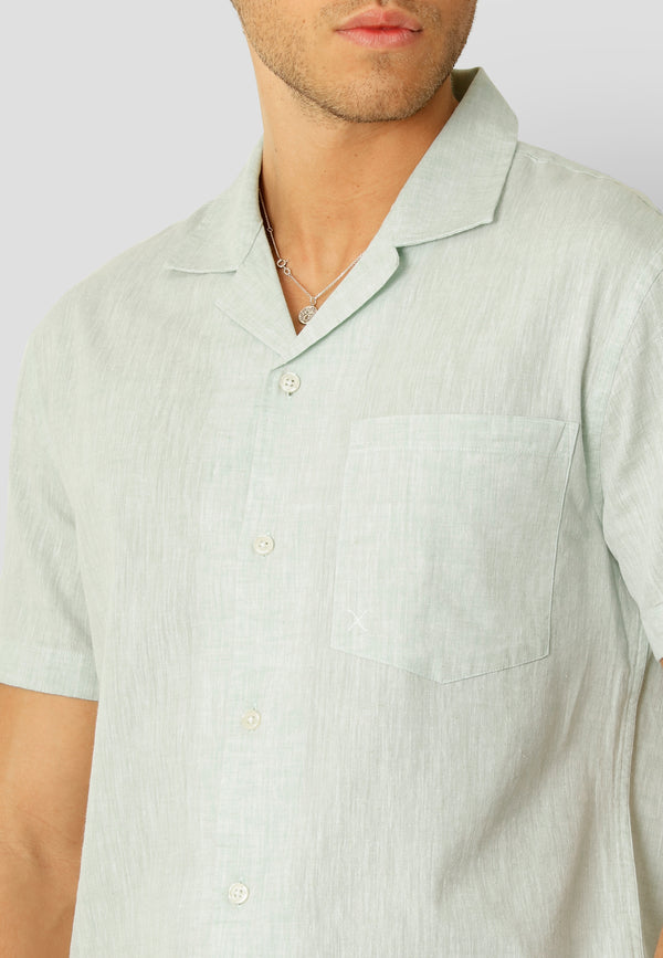 Clean Cut Copenhagen Giles cotton/linen shirt Shirts S/S Minty Green Melange