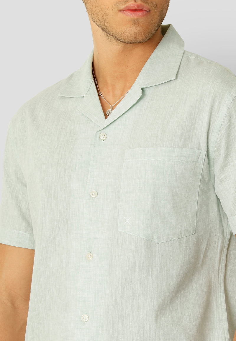 Clean Cut Copenhagen Giles cotton/linen shirt Shirts S/S Minty Green Melange