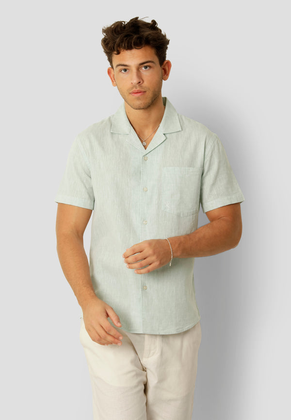 Clean Cut Copenhagen Giles cotton/linen shirt Shirts S/S Minty Green Melange