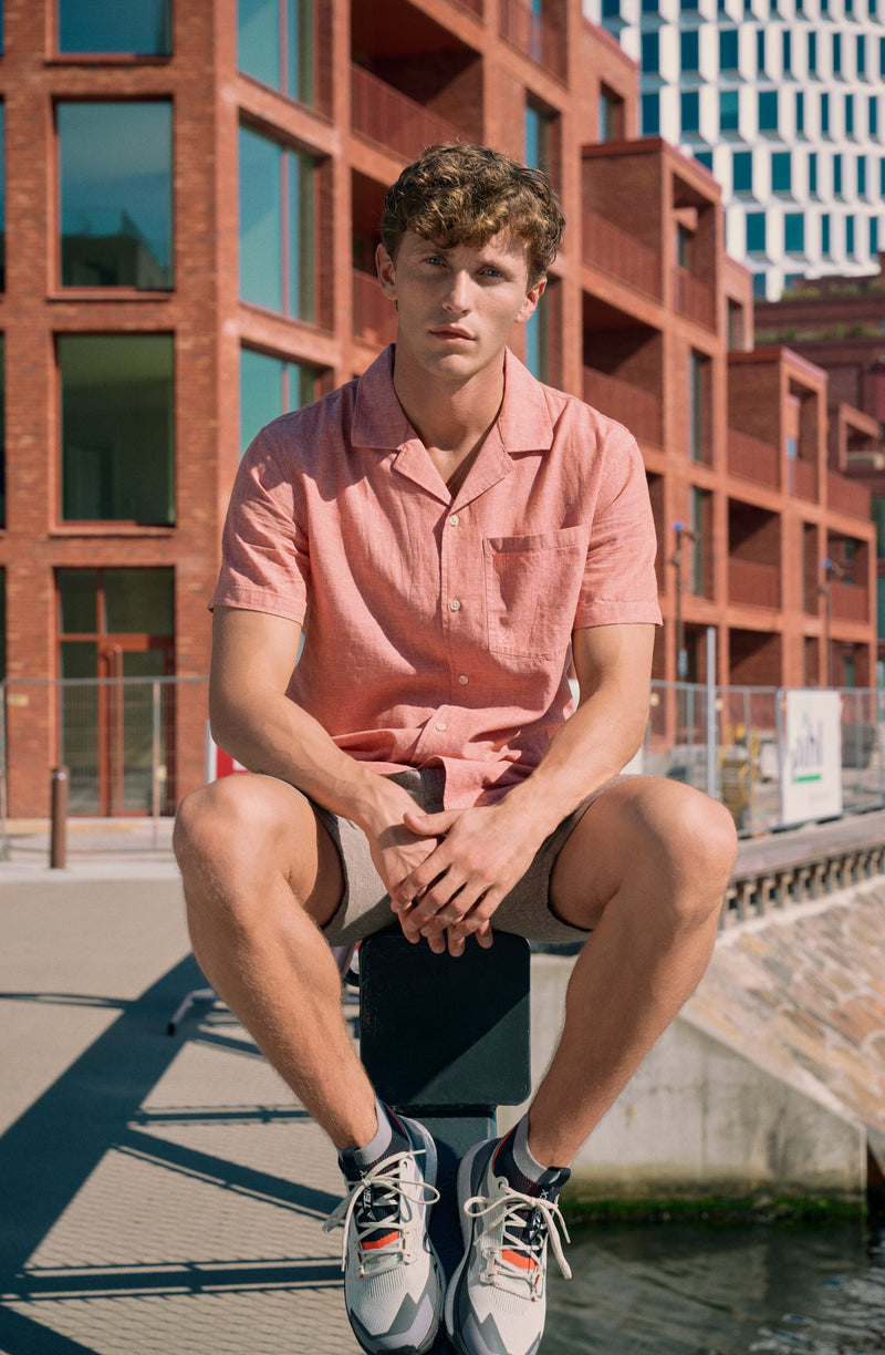 Clean Cut Copenhagen Giles cotton/linen shirt Shirts S/S Orange Melange