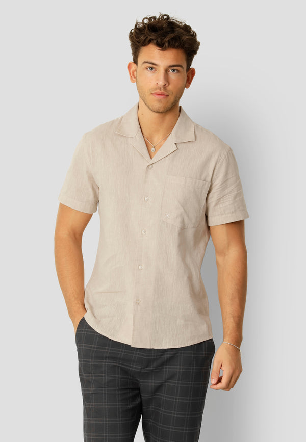 Clean Cut Copenhagen Giles cotton/linen shirt Shirts S/S Sand Melange