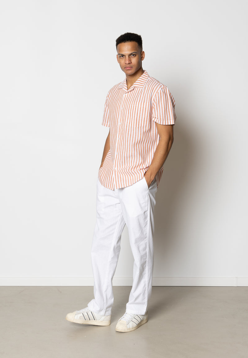 Clean Cut Copenhagen Giles cotton/linen shirt Shirts S/S Orange/Ecru