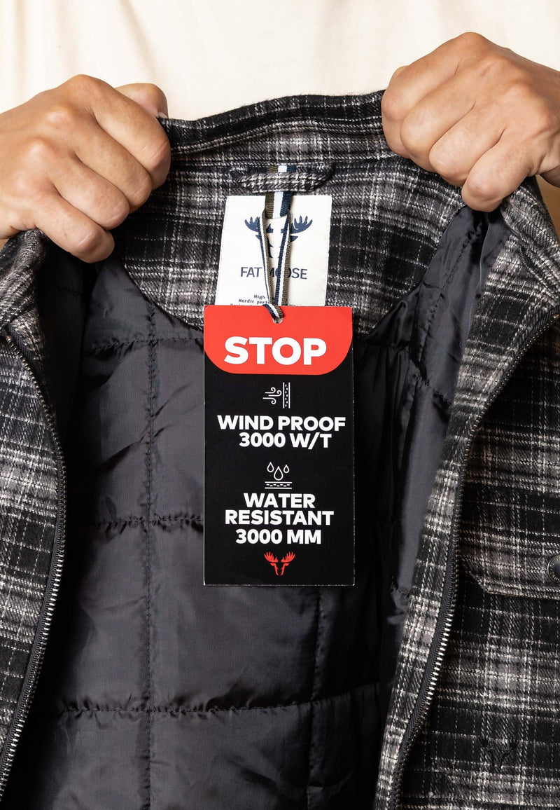 Fat Moose HOLGER PADDED OVERSHIRT Overshirts Ecru/Black Check