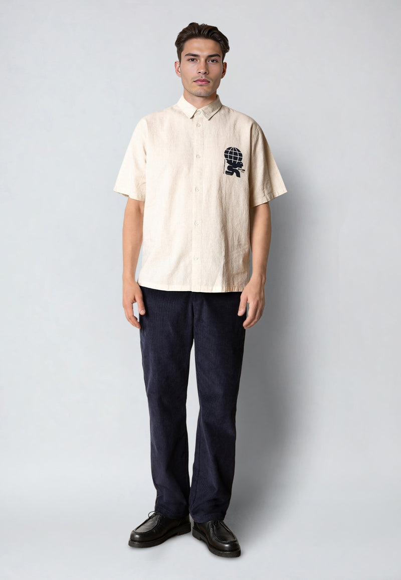 Fat Moose IAN COTTON/LINNEN SHIRT Shirts S/S Ecru