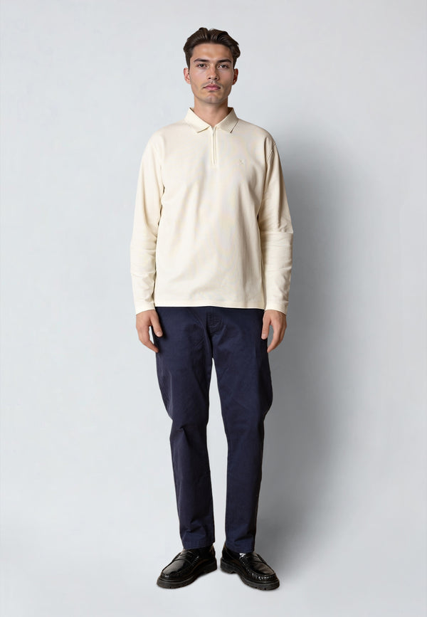 Clean Cut Copenhagen JOSS L/S POLO Polos Ecru