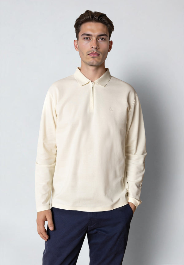 Clean Cut Copenhagen JOSS L/S POLO Polos Ecru