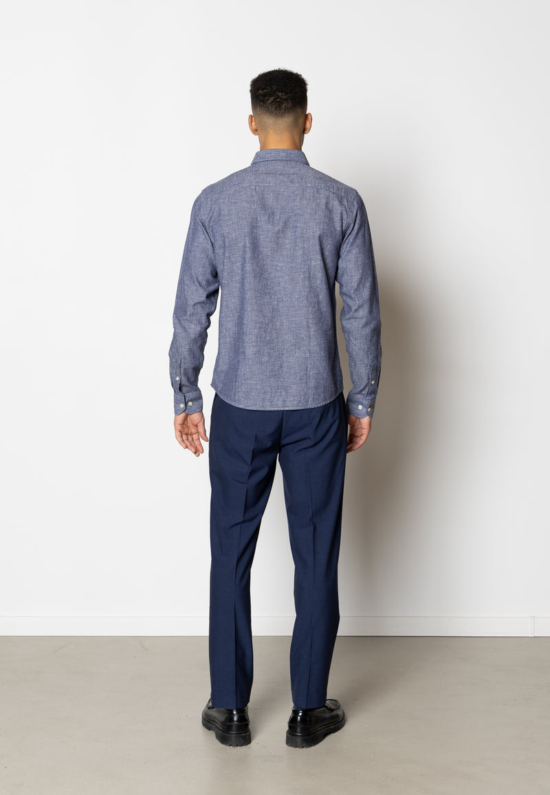 Clean Cut Copenhagen Jamie cotton/linen shirt Shirts L/S Dark Blue Melange