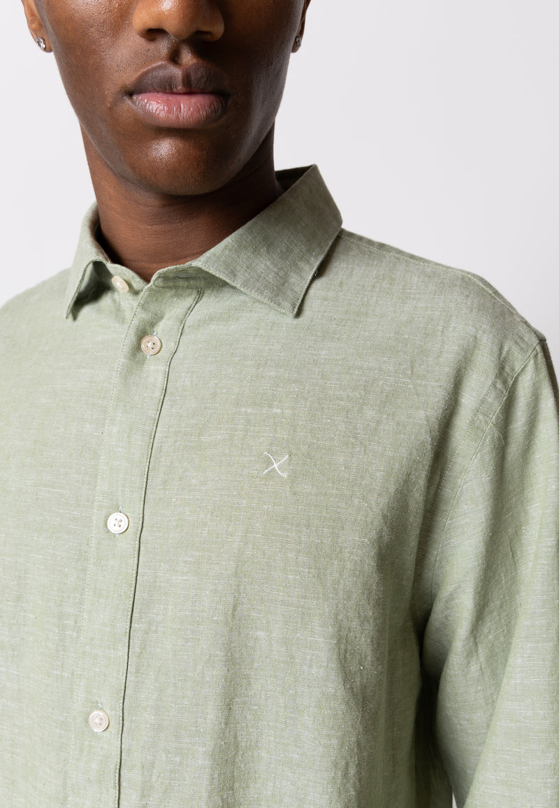 Clean Cut Copenhagen Jamie cotton/linen shirt Shirts L/S Green Melange