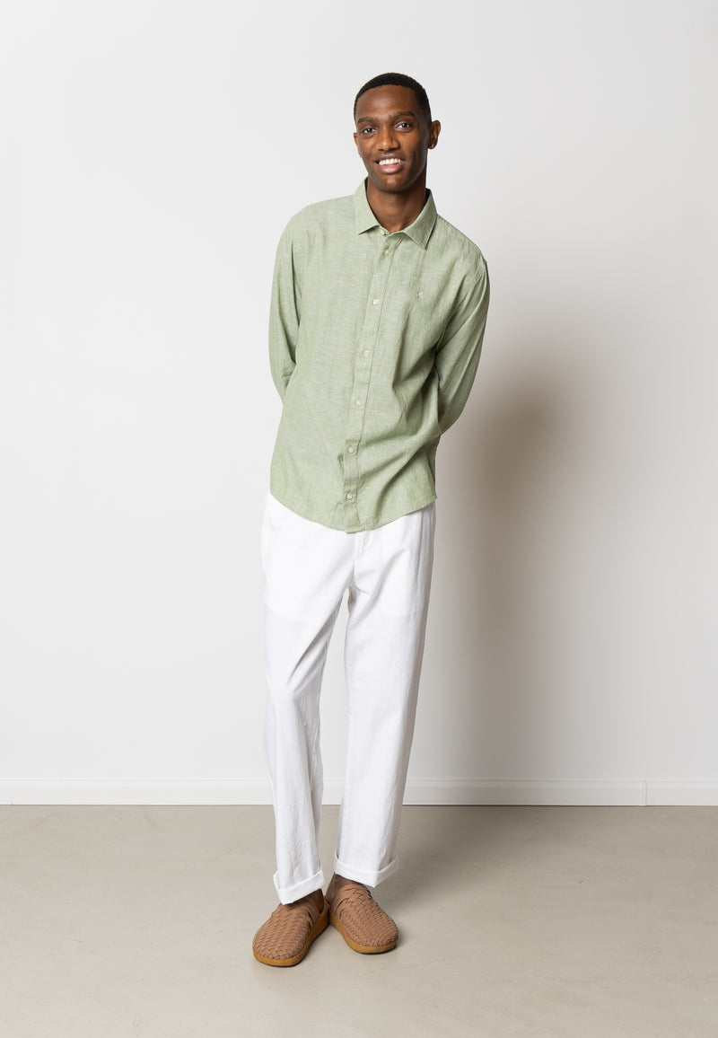 Clean Cut Copenhagen Jamie cotton/linen shirt Shirts L/S Green Melange