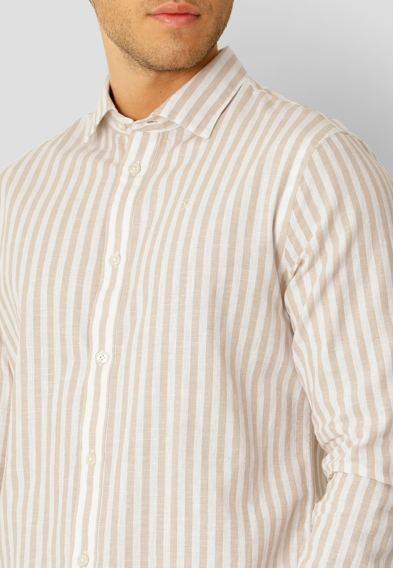 Jamie cotton/linen striped shirt - Sand Melange / Ecru – Urban Brands
