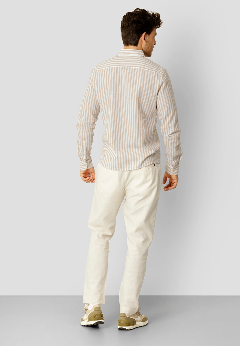 Clean Cut Copenhagen Jamie cotton/linen striped shirt Shirts L/S Sand Melange / Ecru