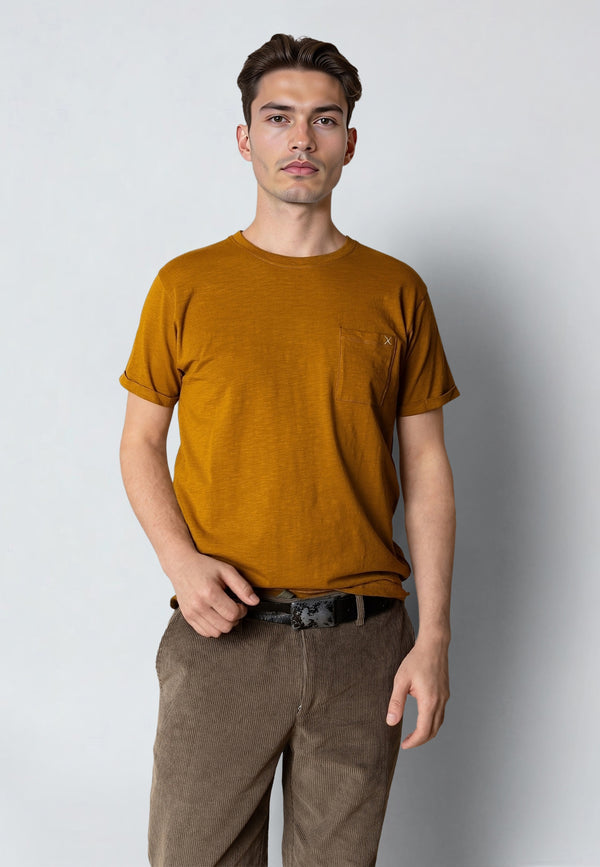 Clean Cut Copenhagen KOLDING ORGANIC T-SHIRT T-shirts S/S Gold Brown