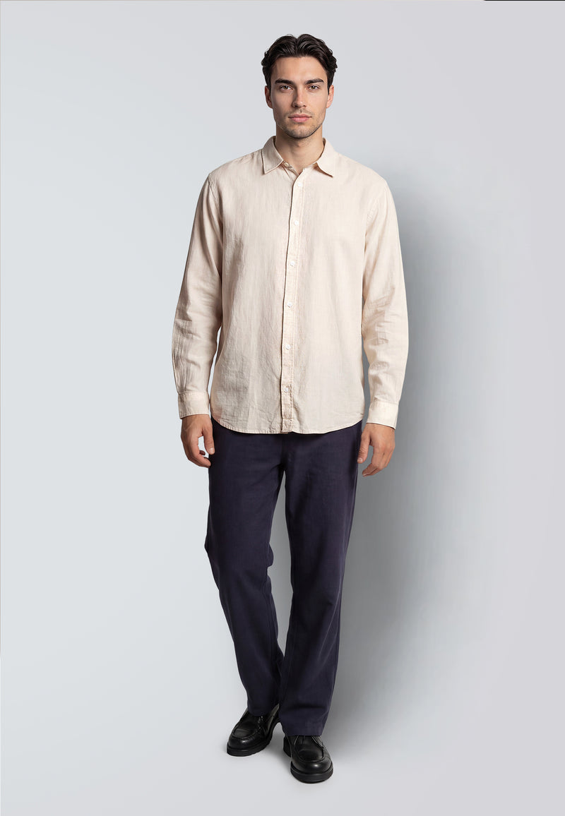 LUCA COTTON/LINEN SHIRT - Light beige – Urban Brands